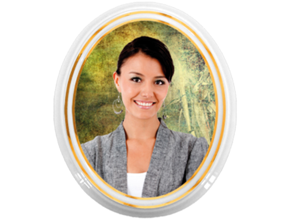 Porzellanfoto oval - bohemia mit doppeltem Goldrand