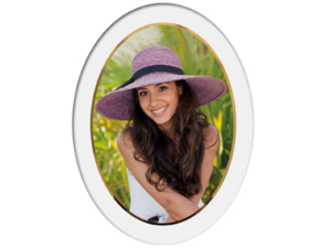 Porzellanfoto oval mit feinem Goldrand