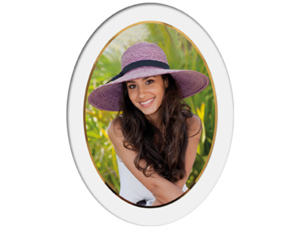 Porzellanfoto oval mit feinem Goldrand