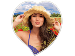 Porzellanfoto herzförmig mit einem linken Spitz