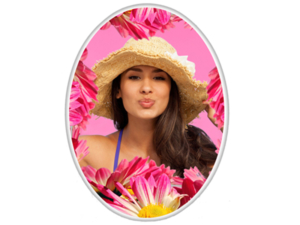 Metallfoto oval mit einfachem weißen Rand