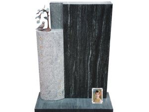 Kristallfoto mit Facettenschliff auf einem Grabmal